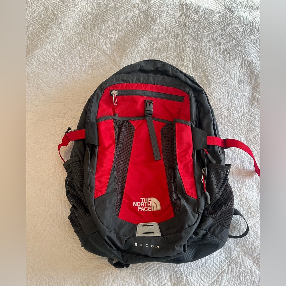 The North Face Adult Unisex Recon Backpack Black Red Old Model Early 2000s 30L